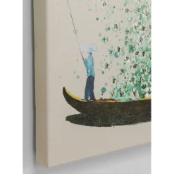 Tableau Sur Toile Flower Boat Beige Vert 80X100Cm