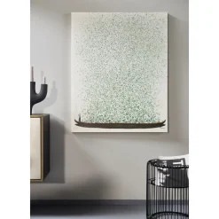 Tableau Sur Toile Flower Boat Beige Vert 120X160Cm