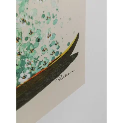 Tableau Sur Toile Flower Boat Beige Vert 120X160Cm