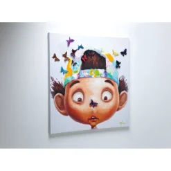 Tableau Touched Boy With Butterflies 100X100Cm
