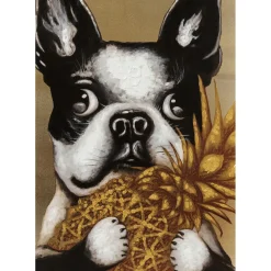 Tableau Touched Dog With Pineapple 80X80Cm