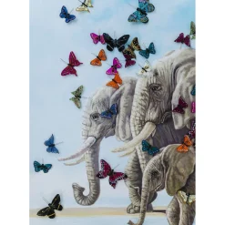 Tableau Touched Elefants With Butterflies 120X120