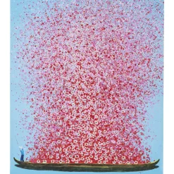 Tableau Touched Flower Boat Bleu-Fuchsia 80X100Cm