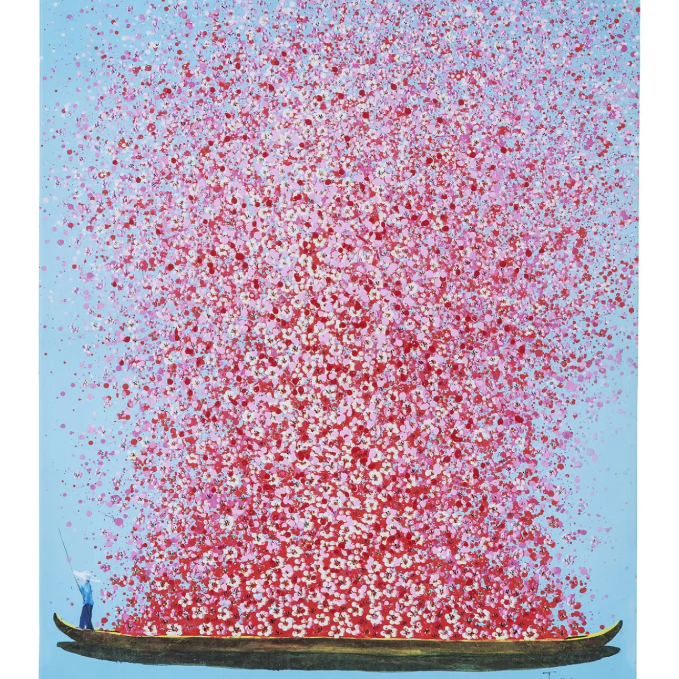 Tableau Touched Flower Boat Bleu-Fuchsia 80X100Cm