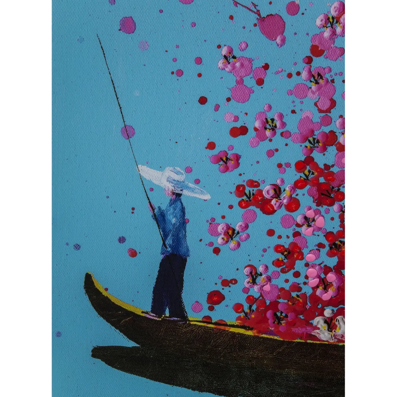 Tableau Touched Flower Boat Bleu-Fuchsia 120X160Cm
