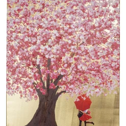 Tableau Touched Flower Couple Dore-Fuchsia 80X100C