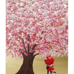 Tableau Touched Flower Couple Dore-Fuchsia 120X160