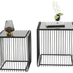 Tables D Appoint Wire Carre Noir 45X45Cm (2/Set)