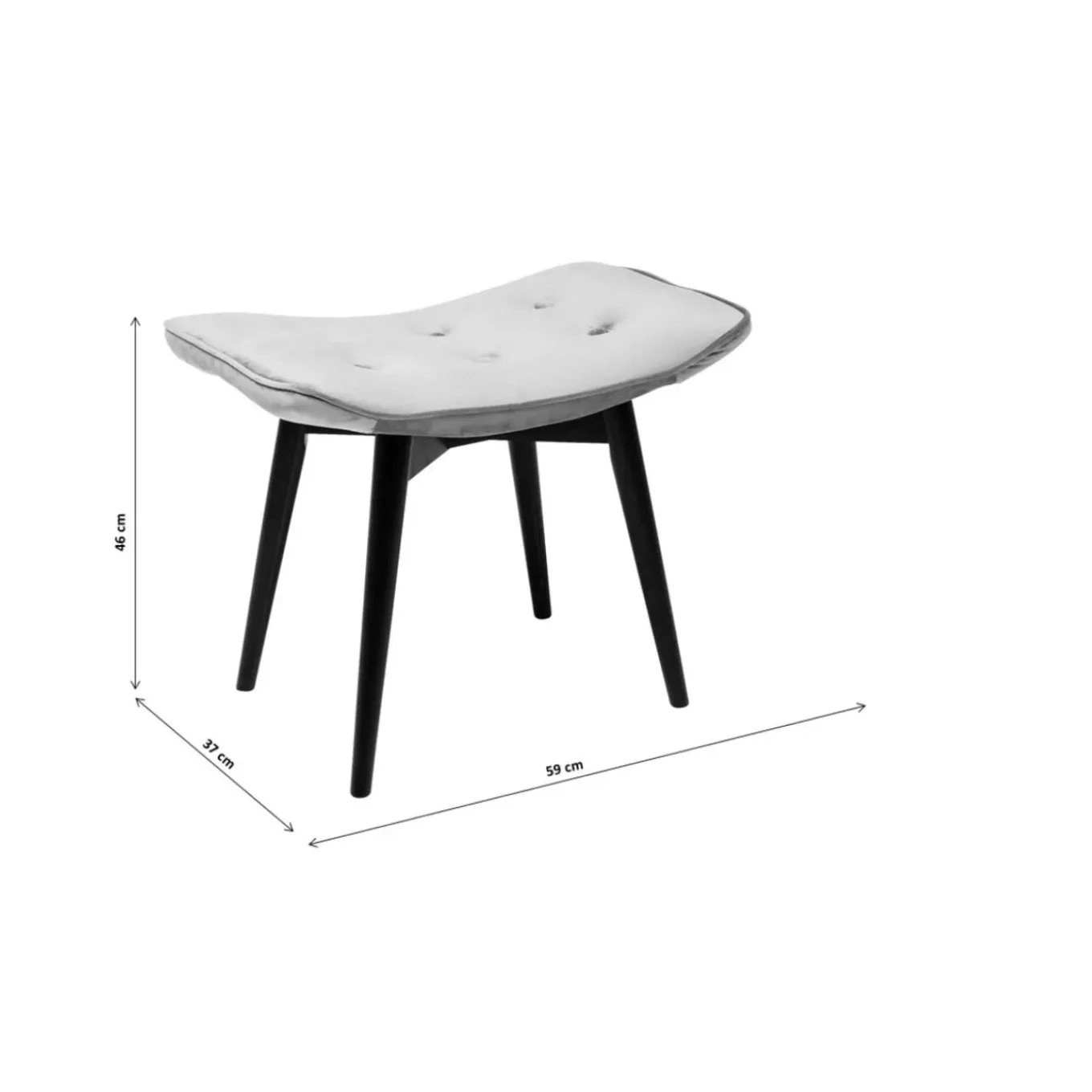 Tabouret Black Vicky Velours Gris 46X59Cm