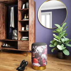 Tabouret Cherry Flower Noir Laiton O32Cm