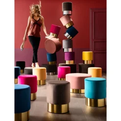 Tabouret Cherry Mauve Laiton O55Cm