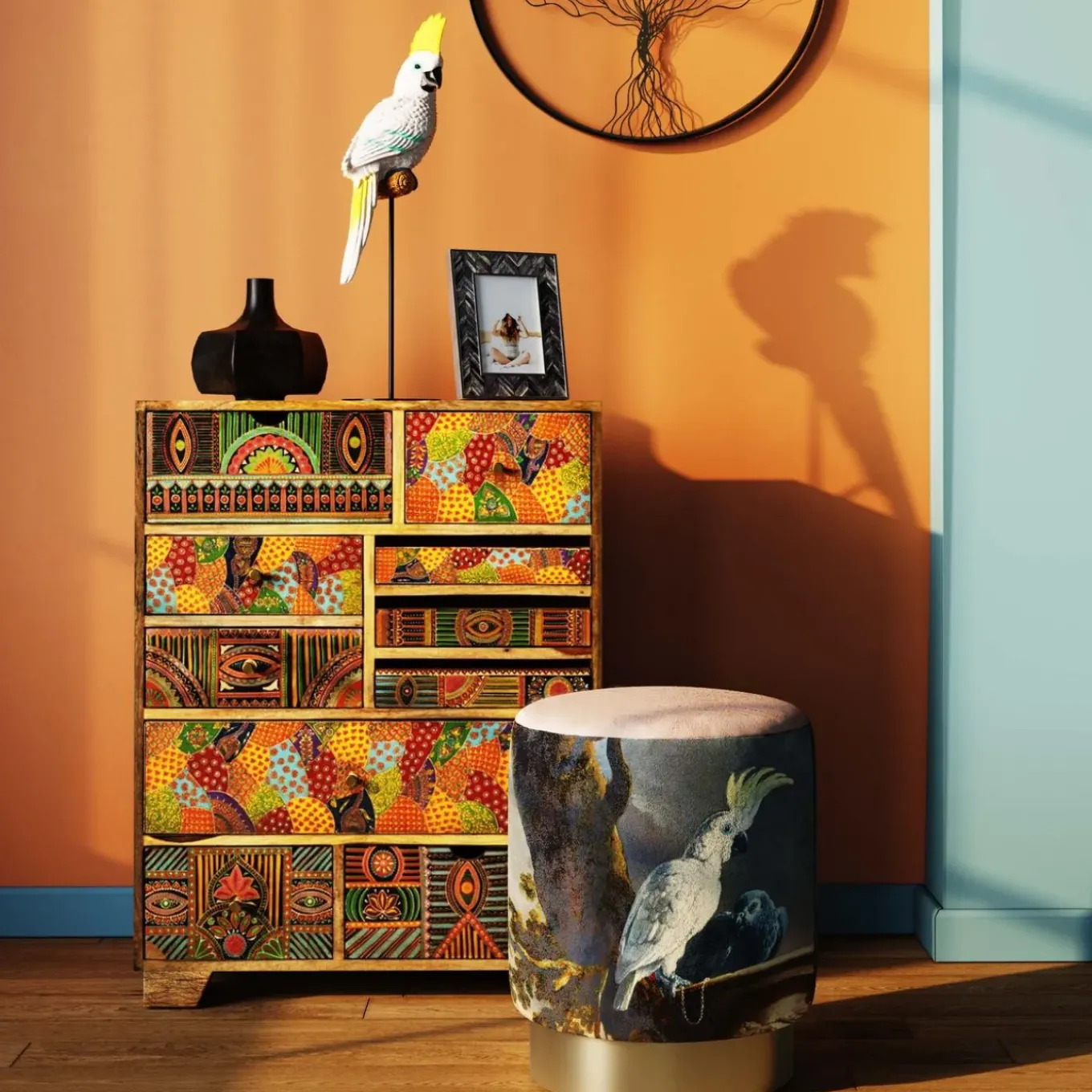 Tabouret Cherry Parrot Laiton O32Cm