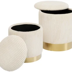 Tabouret Cherry Storage Cord Creme (2/Set)