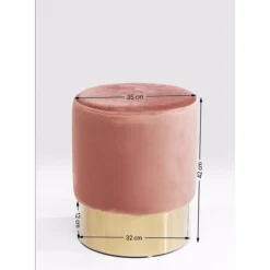 Tabouret Cherry Vieux Rose Laiton O35Cm