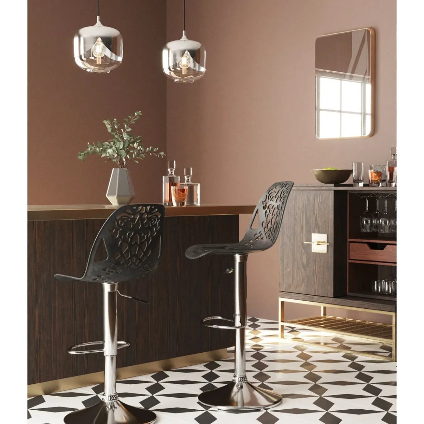 Tabouret De Bar Ornament Noir