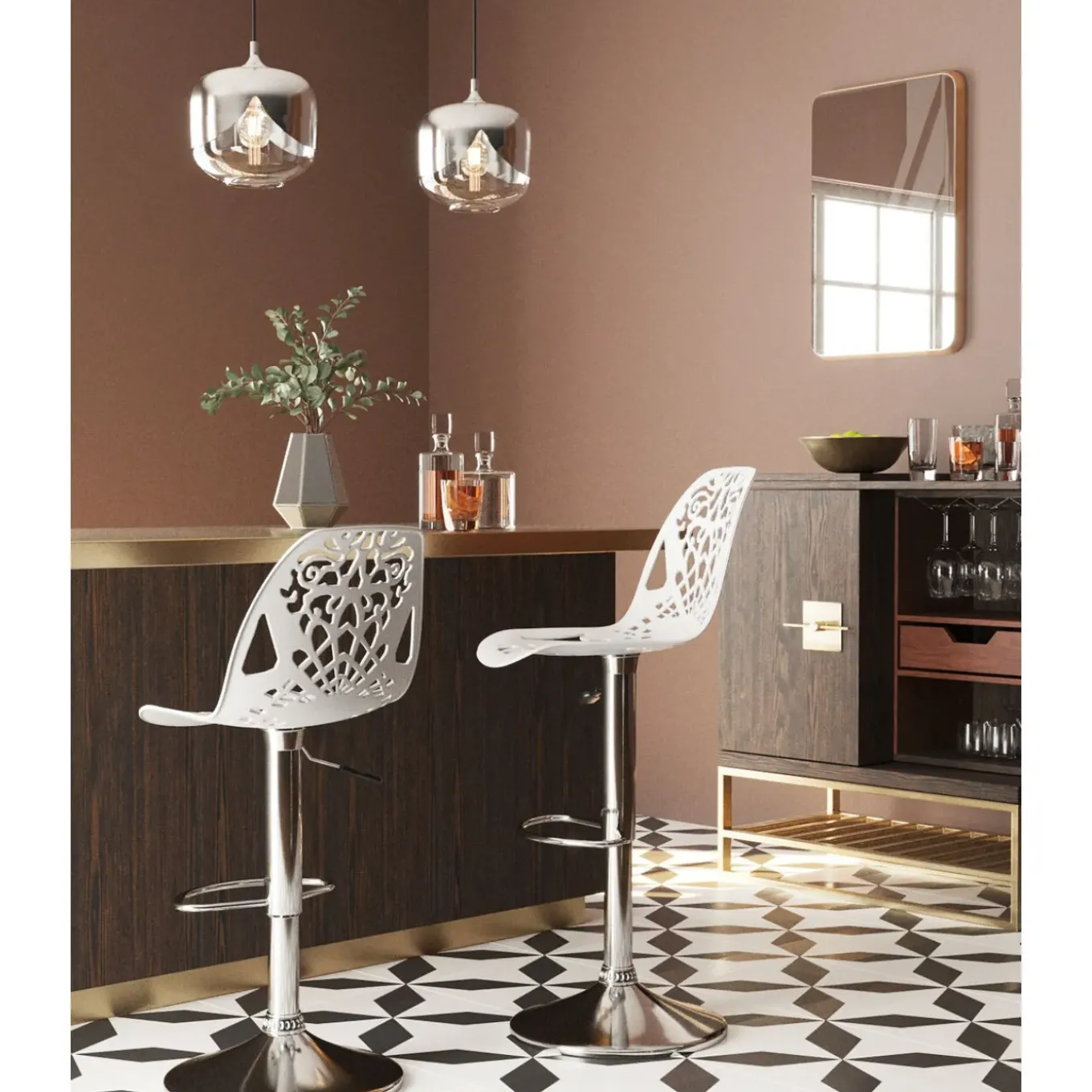 Tabouret De Bar Ornament Blanc