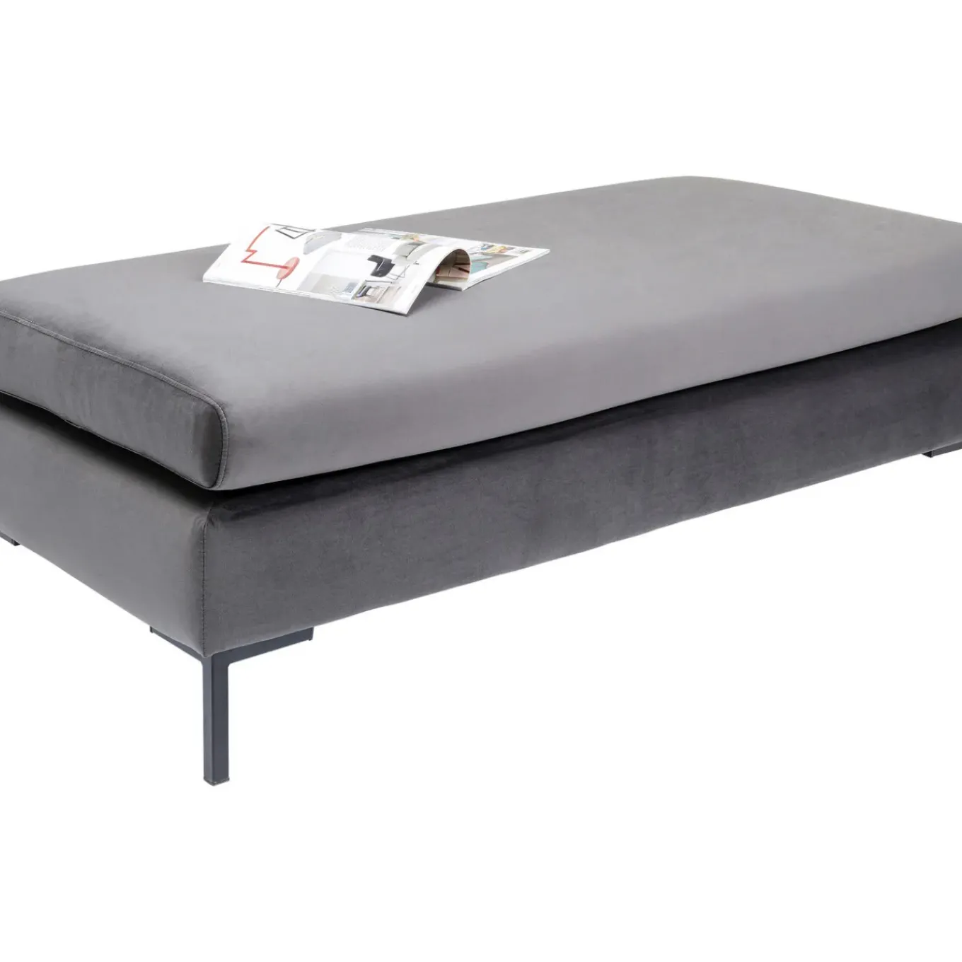 Tabouret Gianni Velours Gris Noir