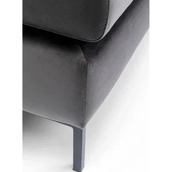 Tabouret Gianni Velours Gris Noir