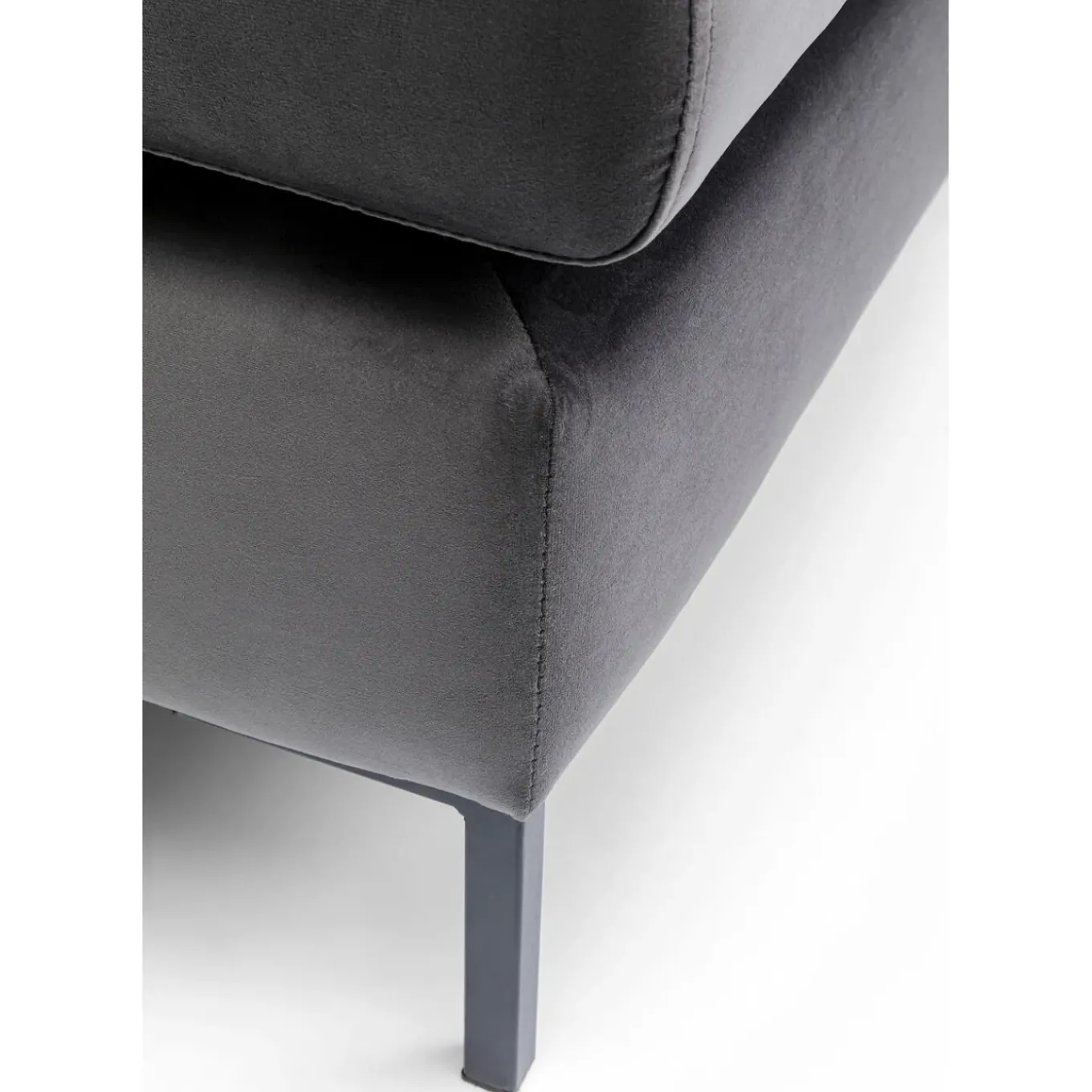 Tabouret Gianni Velours Gris Noir