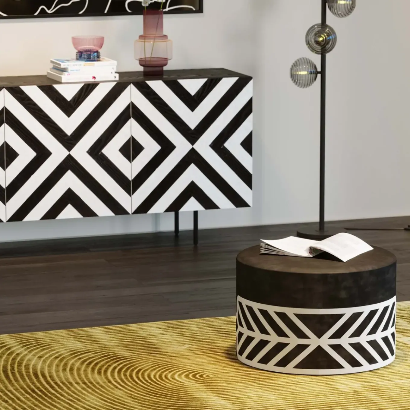 Tabouret Jenna Noir O61Cm