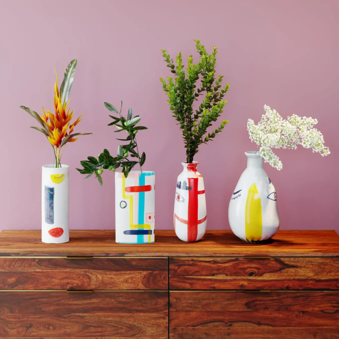 Vase Art Face Colore 23