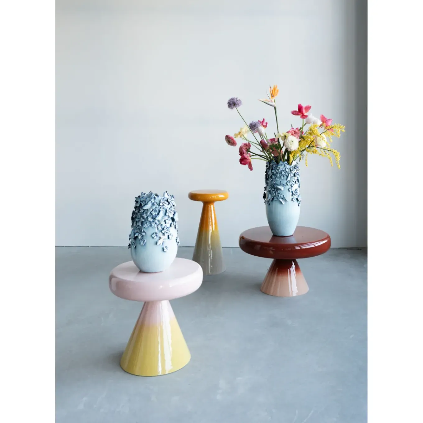 Vase Butterflies Bleu Clair 35Cm