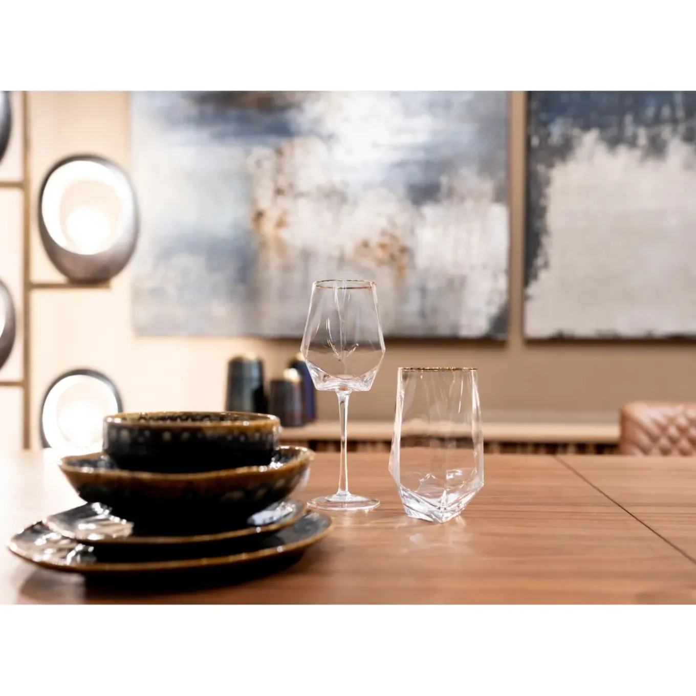 Verre A Eau Diamond Dore Rim